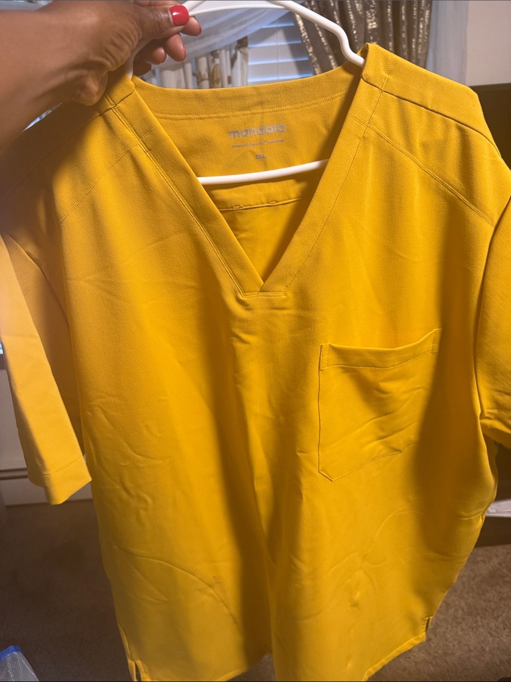 Men's Yellow Mandala Scrub Top Short Sleeve Pocket
